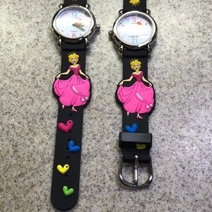 Girls Watch Black with Pink Princess and Hearts